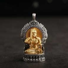 XF 銅鍍銀做舊個性複古鑲嵌守護神紮基拉姆黃財神虛空藏菩薩吊墜掛件, 生肖雞-不動明王, 1個