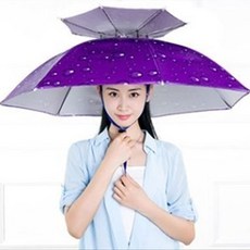 반야스토리 모자형 낚시우산 캠핑 여행 야외스포츠관람 작업, 퍼플 더블레이어, 1개