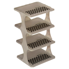 棋盤格多層玄關鞋架, 1個, 白