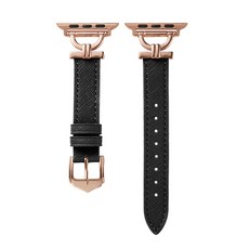 호환용 애플워치 가죽 밴드 스트랩, 38/40/41mm, 블랙&로즈골드