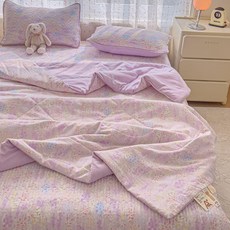 초정상점CHOJEONGSTORE 여름홑이불 쿨링이불 차렵이불, 가드니아 여름 - 라벤더, 더블 200x230 cm
