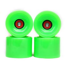 4 개 소프트 큰 스케이트 보드 Longboard 바퀴 PU 70 미리메터 내구성 교체 크루저 부품 ABEC-9 베어링 키트 서핑, [10] green, 1개