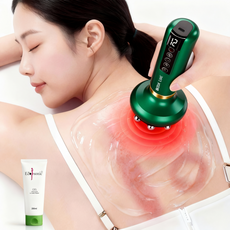 바디사랑 바디케어 괄사 근막 부항 원리 온열 마사지기+젤 세트, 1개, 딥그린+마사지 젤