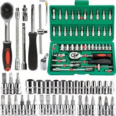 46 소켓 렌치 공구 드라이버 라쳇 소형 1/4 수리용 세트 자동차 플라잉, green4, 46pcs G10