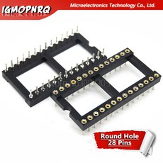 5pcs 둥근 구멍 28 핀 넓은 2.54mm dip dip28 ic 소켓 어댑터 솔더 커넥터, [01] 옵션1