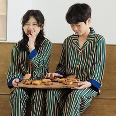 mmsi 키즈 스트라이트 파자마 주니어 잠옷 상하의 세트