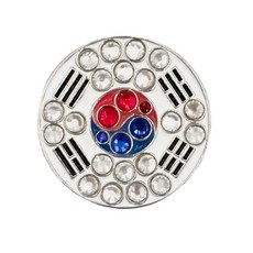 대한민국 크리스탈 태극기 골프 볼마커 자석 클립형 애국 디자인, 1개
