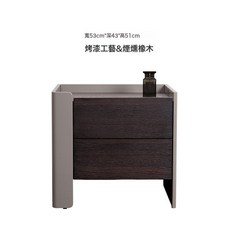 意式極簡煙燻色實木烤漆臥室床頭收納櫃, 653烤漆+煙燻色+緩衝軌道(右側)