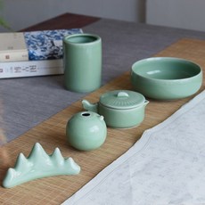 서예도구 4종세트 도자기 묵지 거치개 서예용품 붓글씨도구 캘리그라피 붓통 문방사우, 문방묵지5종세트제가마매자청