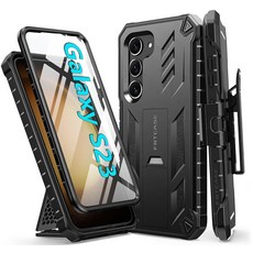 FNTCASE 삼성 갤럭시 S23 케이스: 튼튼한 견고한 충격 방지 보호 커버 벨트 클립 홀스터 및 킥스탠드 포함 | 군용 등급 휴대폰 케이스 6.1인치용 (블랙) 257084