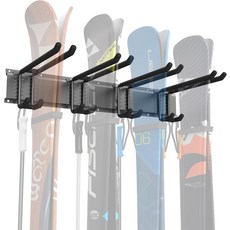 월만 차고 보관소 정리 벽 스키 랙 4쌍 스노보드 랙용 행거 장착 최대 200파운드까지 보관할 수 있습니다, Holds 4 Pairs of