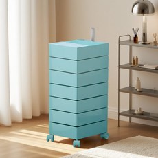 [리비니아] 무브 360도 회전 7단 이동식 트롤리 웨건 서랍수납장 틈새장 5Colors, 스카이블루