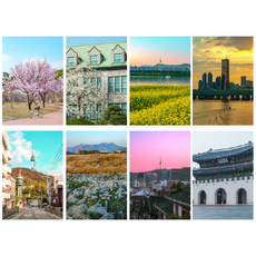 Ourverymoment 首爾四季收藏感性風景明信片, 8 入 1 組