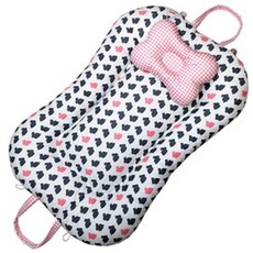 휴대용보트침대 뽀송뽀송 땅콩침대 휴대보트침대 그레이래빗 핑크체크