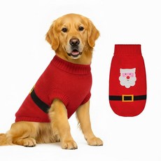 소형에서 대형견 남아 여아용 니트 강아지 스웨터 클래식 터틀넥 개 크리스마스 스웨터 따뜻하고 부드러운 산타클로스 겨울용 반려동물 옷 (그린 2XL), Santa Claus