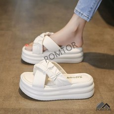 POMTOR 슬리퍼 여름샌들 통굽슬리퍼 휴양지슬리퍼 투웨이샌들