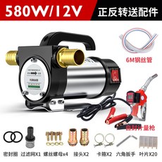 灼濛 電動抽油泵 580W大功率 正反轉自吸油泵 油水兩用泵, 1個, 新二代12V正反+6米+自封計量槍