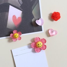 스마일체크꽃 5P set 냉장고 현관문 인테리어 사무실 자석 작지만 강력한 귀여운 마그넷, 1.레드 5pcs 세트 자석