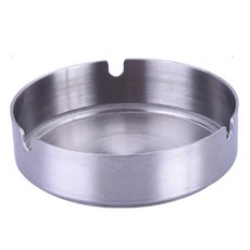 不鏽鋼菸灰缸 (直徑10cm) 銀色 - 簡約時尚 易於清潔, 1個