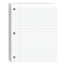 낱장 종이 20.3 x 26.4cm(8 x 10.5인치) 대학 유선 노트 3링 바인더용 노트 용지 화이트 바인더 노트 3홀 펀치 용지 100장/팩 1팩, White