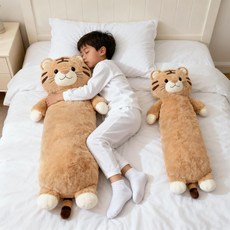 안고자는 큰인형 측면 수면 바디필로우 귀여운 돌고래 롱베개 인형 아이스 실크 냉감 쿠션, H-카키 플러시 빅
