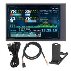 3.5 인치 IPS LCD 모니터 디스플레이 AIDA64 USB 컴퓨터 모니터 PC 케이스 리눅스용 미니 정전식 스크린, 01 블랙, 1개
