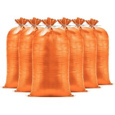 중국산 아님 내수홍수용 강력한 빈 모래주머니 결속끈 포함 UV 차단 1600시간 14인 x 26인 50파운드 용량 30개, 10 Bags, Orange