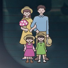 아이 아기가 타고 있어요 초보운전 차량 스티커 가족 구성원별, 14. 엄마 아빠 딸 딸, 1개 14. 엄마 아빠 딸 딸, 1개