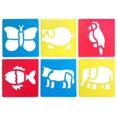 영유아 미술활동 채색놀이 물감채우기 스텐실판 6종 같은그림판 페인트놀이 오감놀이, 2세트, 자연 스텐실판