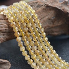 HAAMIIQII 60pcs 6mm Natural Golden Rutilated Quartz Crystal Beads Round Loose Gemstone Beads for, 골드 루틸레이티드 쿼츠, 6mm 60개