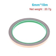 10m 6-20mm 접착 테이프 호일 테이프 접착 전도성 구리 차폐 EMI 정전기 방지 단면 수리 테이프 전자 부품 액세서리 소스, 6mmx10M