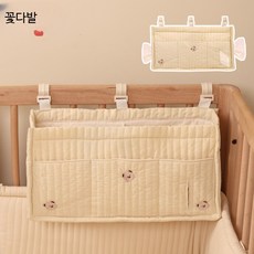 아기 침대 수납 포켓 기저귀 물티슈 보관 걸이 정리함, 베이지 작은 곰 수납 가방