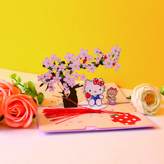 Leeum-Dream Hello Kitty 櫻花樹立體卡片+信封, 單色, 1組