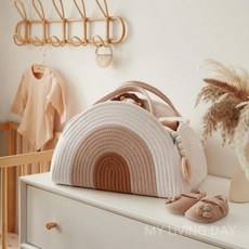 마이리빙데이 면로프 기저귀 수납바구니 휴대용 미라백 사무실 정리함, 1. 흰색과 회색