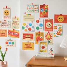 귀여운 [엽서30장+스티커2장세트] 스마일 응원해 엽서 인테리어 벽꾸미기 카드 촬영 소품