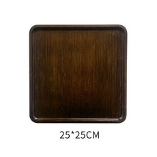 衚桃色竹製茶道托盤 - 燒烤/水果/麵包盤, 胡桃色正方形25*25*2.0CM, 1個