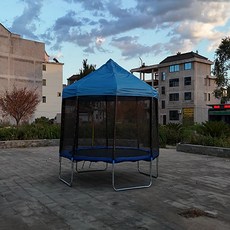 야외 트램폴린 방방이 지붕형 캐노피 놀이터 바운스 점핑머신 하우스형 펜션, 1.83m 캐노피 포함 6ft블루