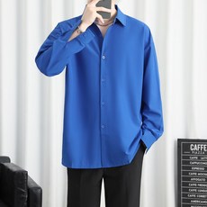 男士長袖襯衫 春秋休閒寬鬆襯衣 日系痞帥上衣 抗皺大尺碼