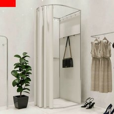 간이 탈의실 이동식 코너 x 실버 피팅룸 옷가게 사진관, 80 x 80x200 상단 없음+베이지화이트