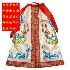 good 衣服披風龍袍龍披綠色黑色黃色紅色白色男神神明菩薩雙龍刺繡, 白色,衣長26釐米