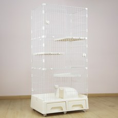 -Nicole寵物-創逸CK貓砂屋貓籠（台灣正版）三層貓籠 貓砂盆 雙層貓籠 大貓籠子 抽屜式貓籠 CSN CT CE, 1個, CK03 棉白 三層貓籠【正品原裝箱】, 創逸