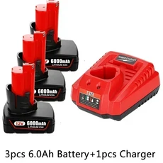 밀워키 48-11-2411 48-11-2420 48-11-2401 48-11-2401 12볼트 M12 무선 공구 배터리용 M12 3.0/6.0/9.0 리, 04 3pcs 6.0Ah 1C