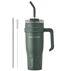 허니앤버니 텀블러 대용량 스텐 보온 보냉 차량용 빨대 손잡이, 1개, 1100ml, 포레스트 그린