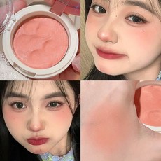 腮紅泥膏 啞光 超自然裸妝 修容提亮 學生胭脂 附鏡子粉撲, 1個, 03#奶油蜜桃