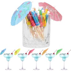 100PCS 칵테일 추천 애피타이저용 멋진 포크 장식용 꼬치 파티 과일 3.5인치 길이의 나무 대나무 음식 샤커트리 보드 액세서리, 1_4.25 inch &, MixColor