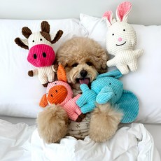 반려견 강아지 터그놀이 캐릭터 삑삑이 세트, 4개, 돼지,토끼,젖소,코끼리