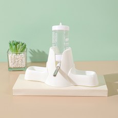 햄스터 토끼 기니피그 물병 거치대 식기 세트, 양쪽이 콕콕 더블볼 (물병+거치대+식기2), 1개