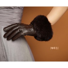 老兵牛仔 女士羊皮手套 韓版兔毛口加絨加厚保暖可觸摸屏