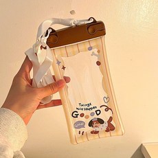 手機防水套【多彩選擇】氣囊款 防水手機套 可觸控 防水袋 加大款 手機防水袋 遊泳 防水手機袋 防水包 可觸控高清, 1個, 帽子狗黃咖