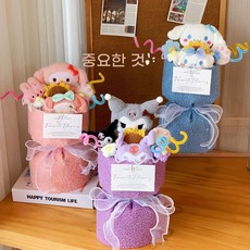 산리오 캐릭터 이벤트꽃 인형 꽃다발 귀여운 쇼핑백 선물포장세트, 1개, 시나모롤